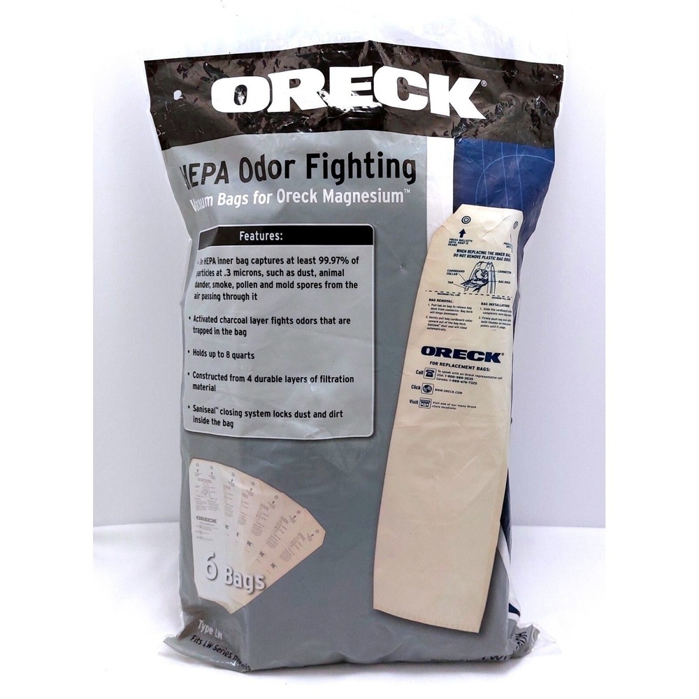 New 6 Type LW Oreck HEPA Odor Fighting Vacuum Bags For‎ Oreck Magnesium LWPK60H